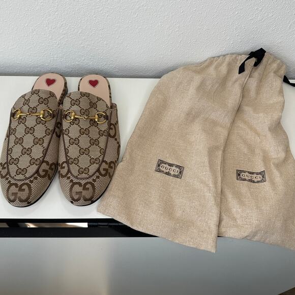 NWOT Gucci Princetown Slipper in Beige & Ebony GG Canvas 40 / 10 - Picture 4 of 16